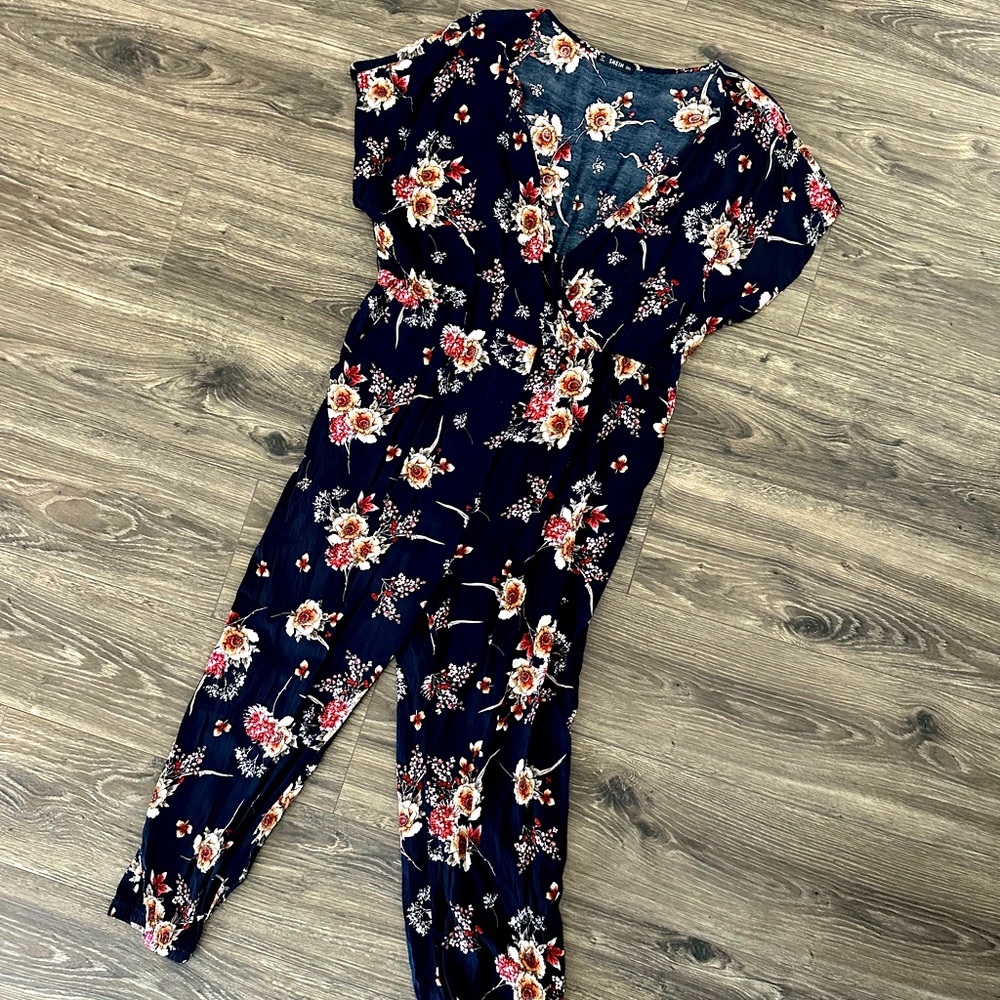 SHEIN Dark Navy Floral Jumpsuit